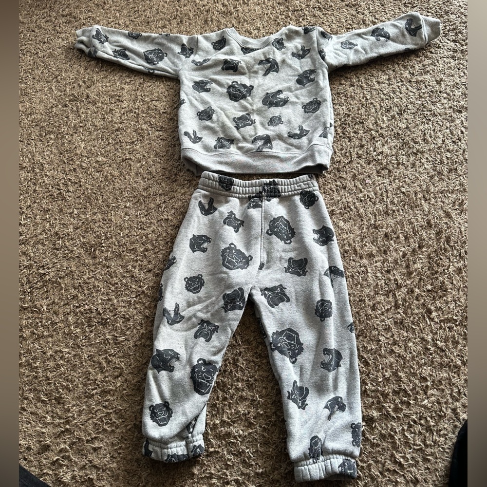 Garanimals Gray & Black Bear Printed Cotton Set